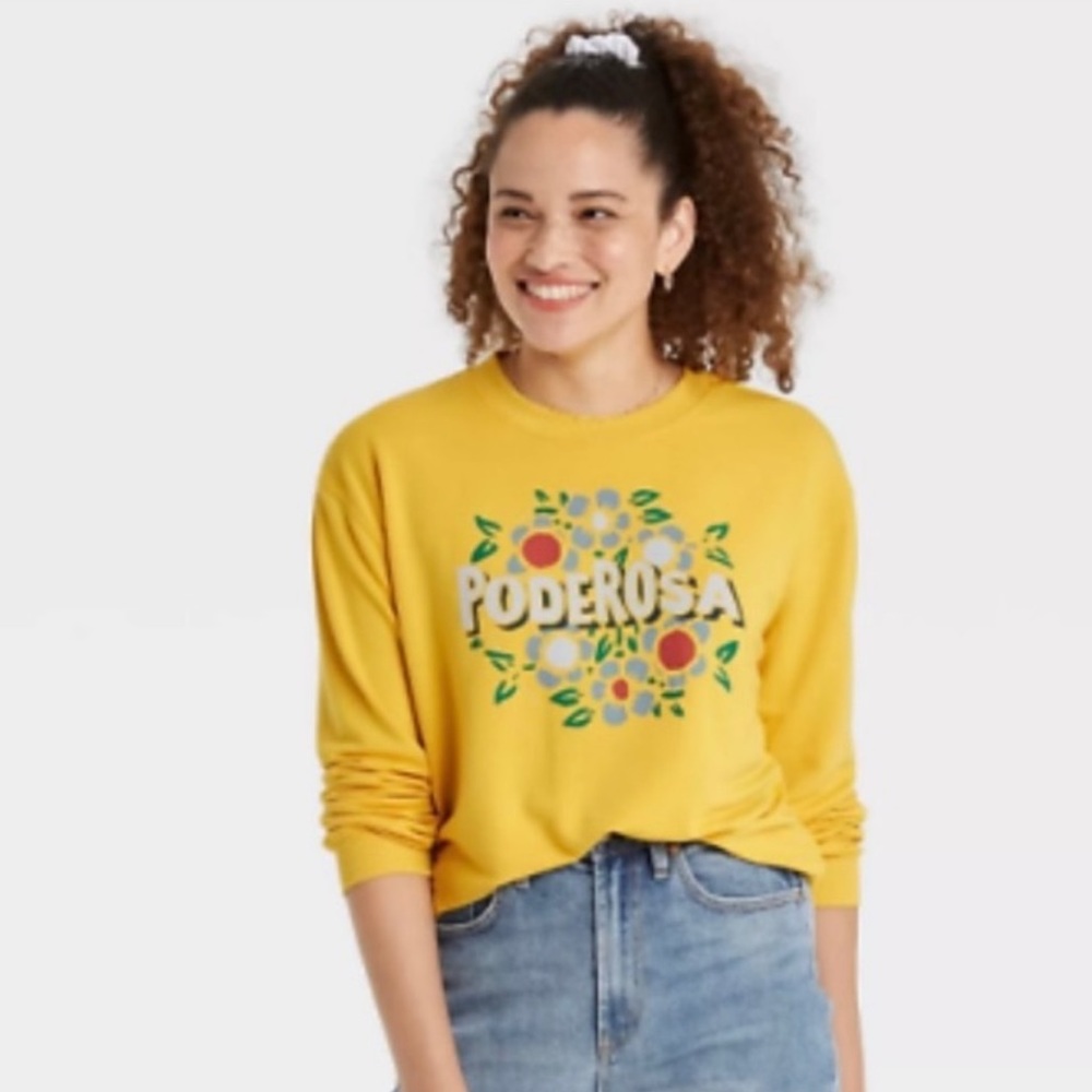 WELL WORN Poderosa graphic long sleeve crewneck tee Gold / Yellow Sz M